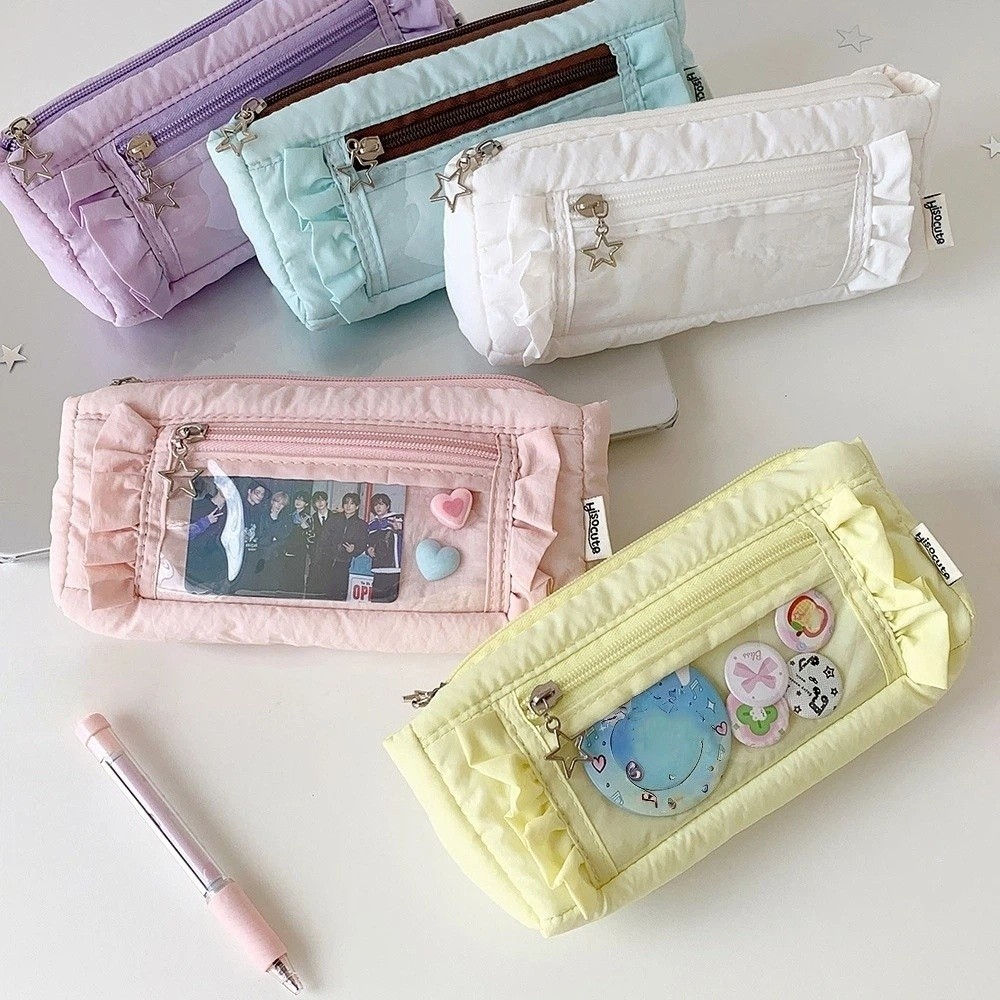 حقيبة قرطاسية كورية مزخرفة الح - مراجعة Aesthetic Large Pencil Case Pouch وسعره