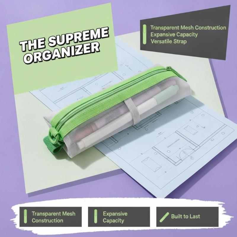 حقيبة أقلام شفافة من الشبك بسح - مراجعة Clear Mesh Pencil Pouch For Exam وسعره