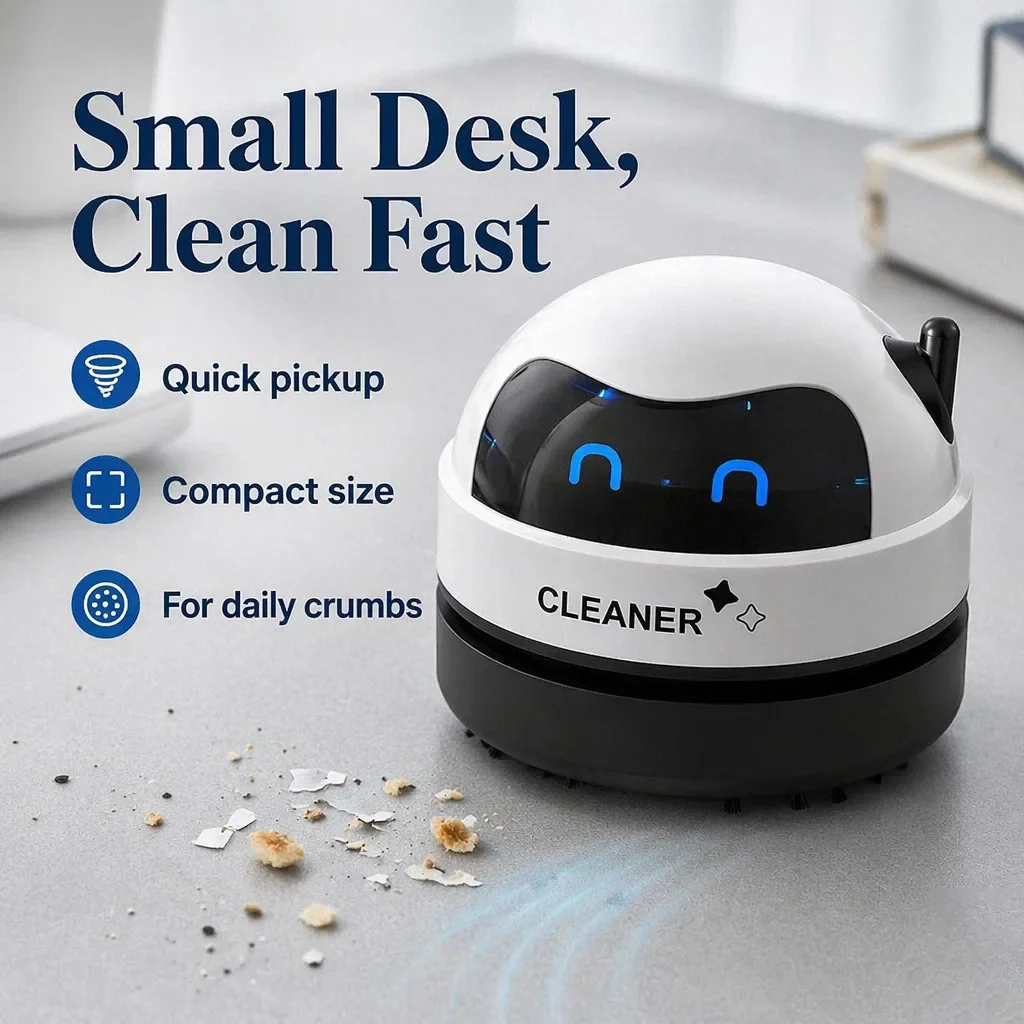 مكنسة كهربائية صغيرة محمولة لل - مراجعة Mini Desktop Vacuum Cleaner For Eraser Dust وسعره